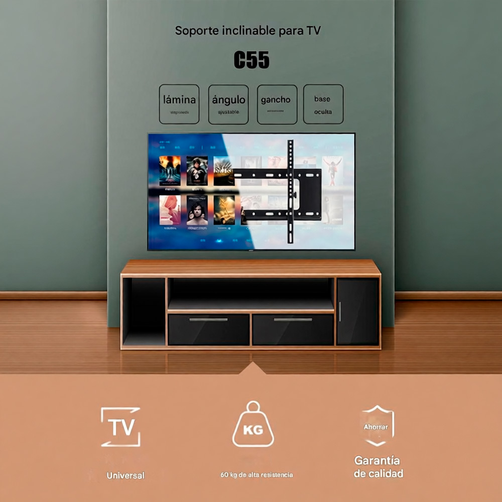 RACK TV SOPORTE FIJO E INCLINABLE PARA LED - LCD 32 A 80 PULGADAS - 10