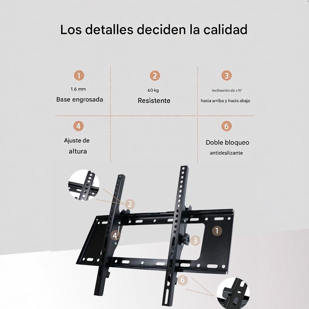 RACK TV SOPORTE FIJO E INCLINABLE PARA LED - LCD 32 A 80 PULGADAS - 3