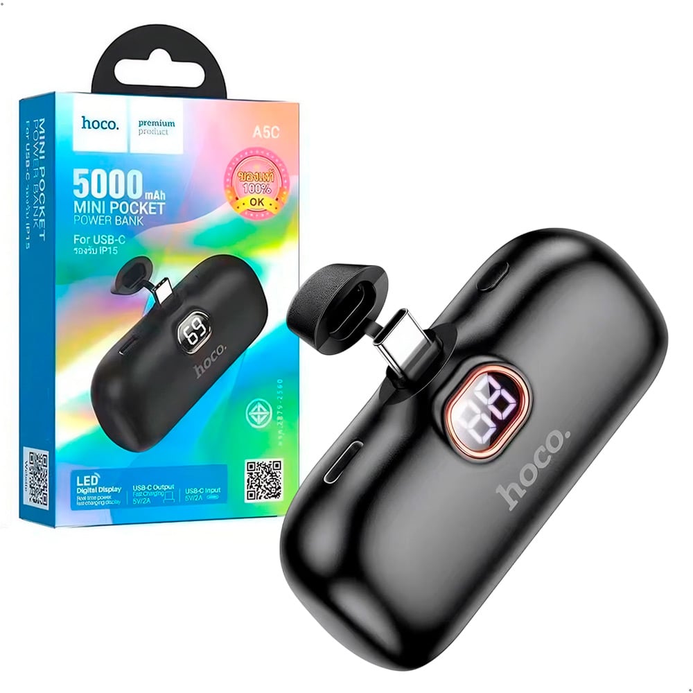 HOCO A5C MINI POWER BANK 5000MAH TIPO C PANATALLA LED - 1