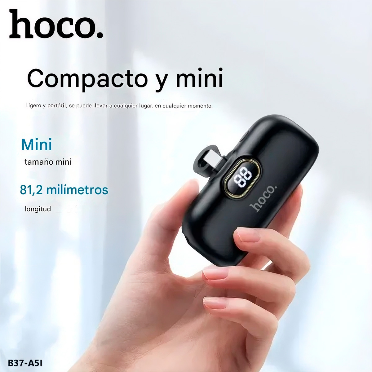 HOCO A5C MINI POWER BANK 5000MAH TIPO C PANATALLA LED - 4