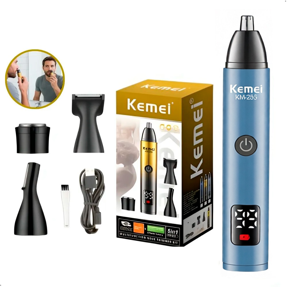 CORTADORA DE CABELLO KEMEI KM-255 4 EN 1 RECARGABLE PORTATIL - 1