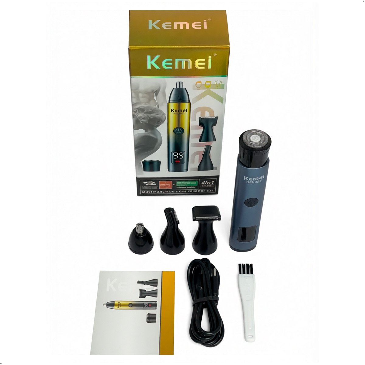CORTADORA DE CABELLO KEMEI KM-255 4 EN 1 RECARGABLE PORTATIL - 2
