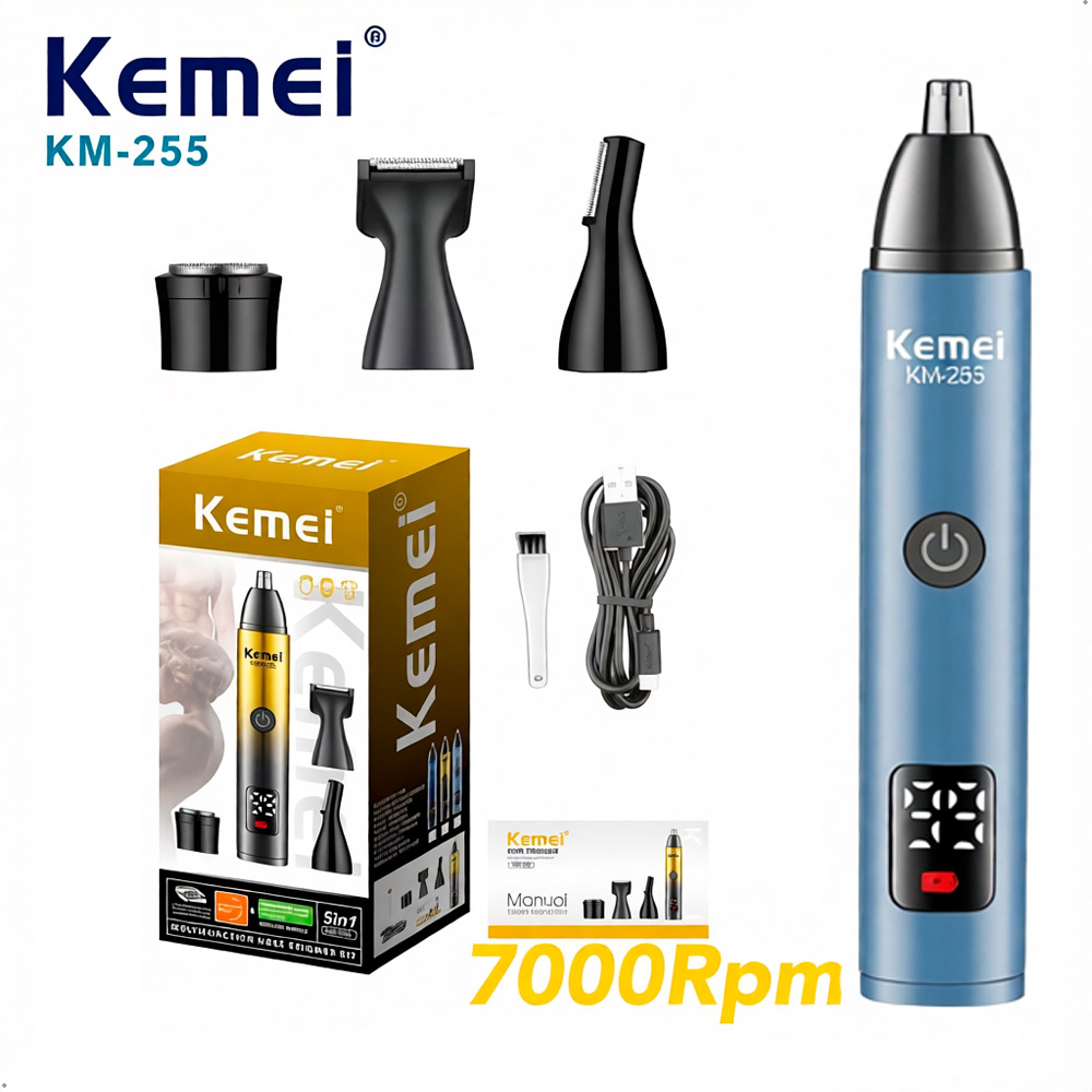 CORTADORA DE CABELLO KEMEI KM-255 4 EN 1 RECARGABLE PORTATIL - 3