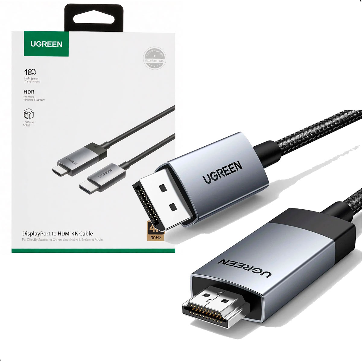 CABLE UGREEN DP119 DISPLAYPORT A HDMI ULTRA HD 4K 3M 18GBPS - 1