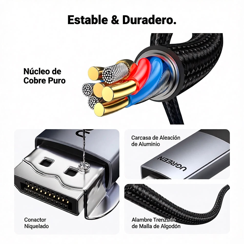 CABLE UGREEN DP119 DISPLAYPORT A HDMI ULTRA HD 4K 3M 18GBPS - 3