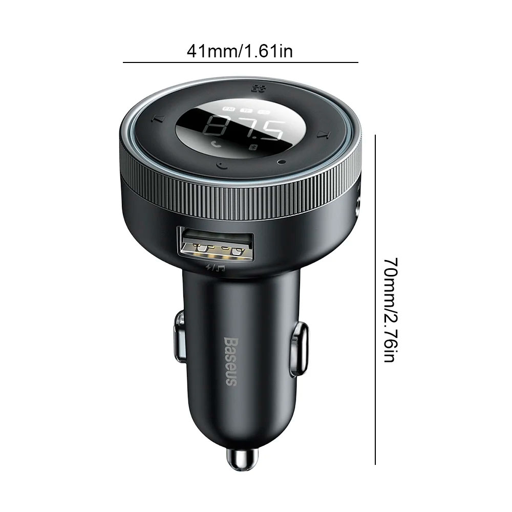 TRANSMISOR FM MP3 BASEUS BLUETOOTH 5.0 CARGADOR AUTO USB 2 - 3