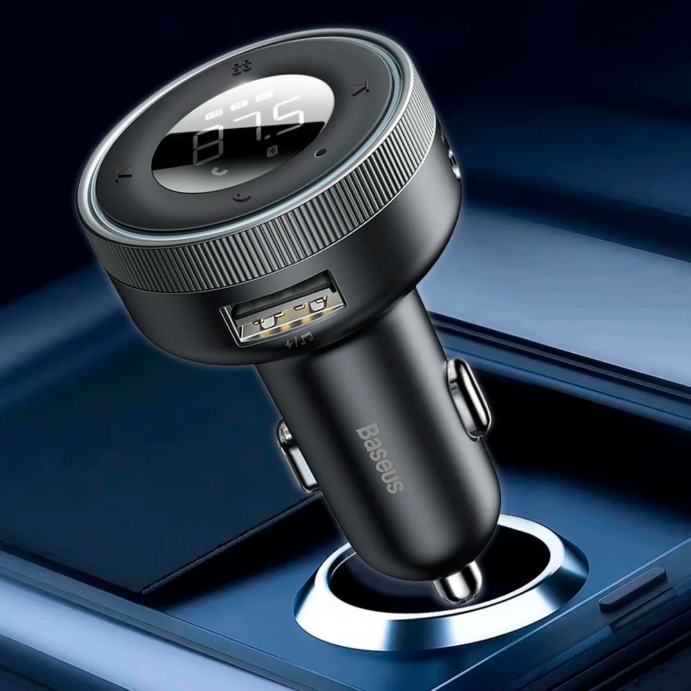 TRANSMISOR FM MP3 BASEUS BLUETOOTH 5.0 CARGADOR AUTO USB 2 - 5