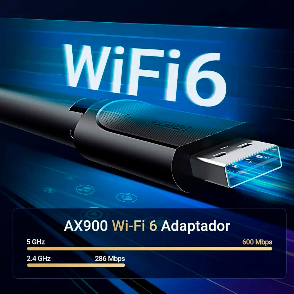 ADAPTADOR WIFI USB UGREEN AX900 CM763 DUAL BAND 2.4G 5G WIFI - 4