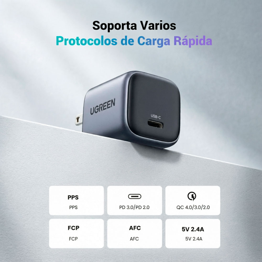 UGREEN X512 CARGADOR PARED 20W 1 USB-C CARGA POWER DELIVERY - 6