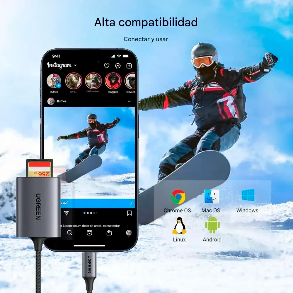LECTOR DE TARJETA UGREEN CM401 USB-C 2 EN 1 PARA SD MICRO SD - 4