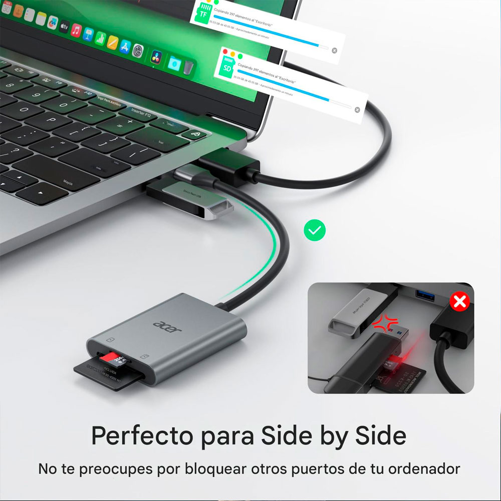 LECTOR DE TARJETA UGREEN CM401 USB-C 2 EN 1 PARA SD MICRO SD - 7