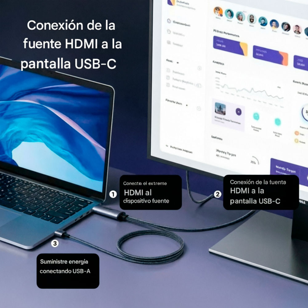 ADAPTADOR HDMI A USB C 4K UGREEN CM773 PARA MONITOR USB C - 4