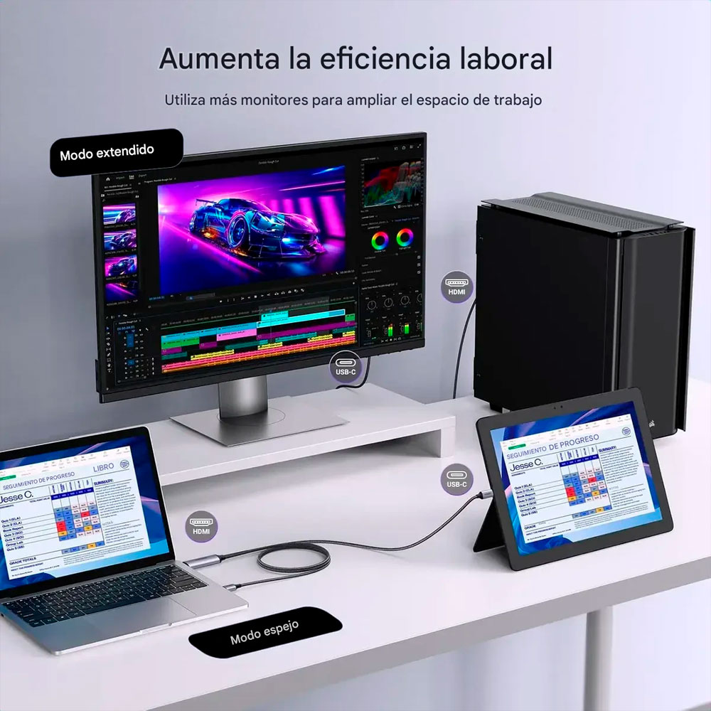 ADAPTADOR HDMI A USB C 4K UGREEN CM773 PARA MONITOR USB C - 5