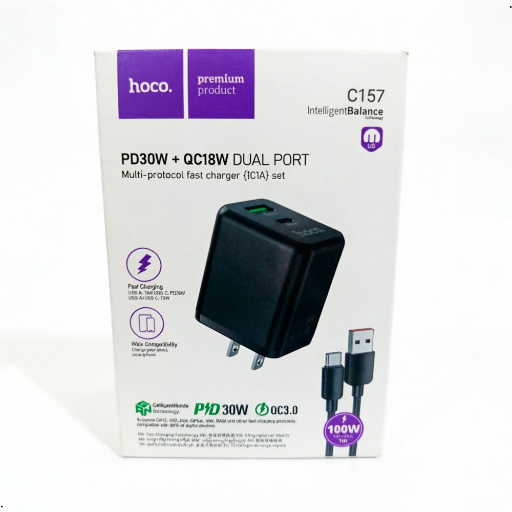 CARGADOR HOCO C157 PD 30W QC 3.0 DOBLE PUERTO + CABLE USB-C - 6
