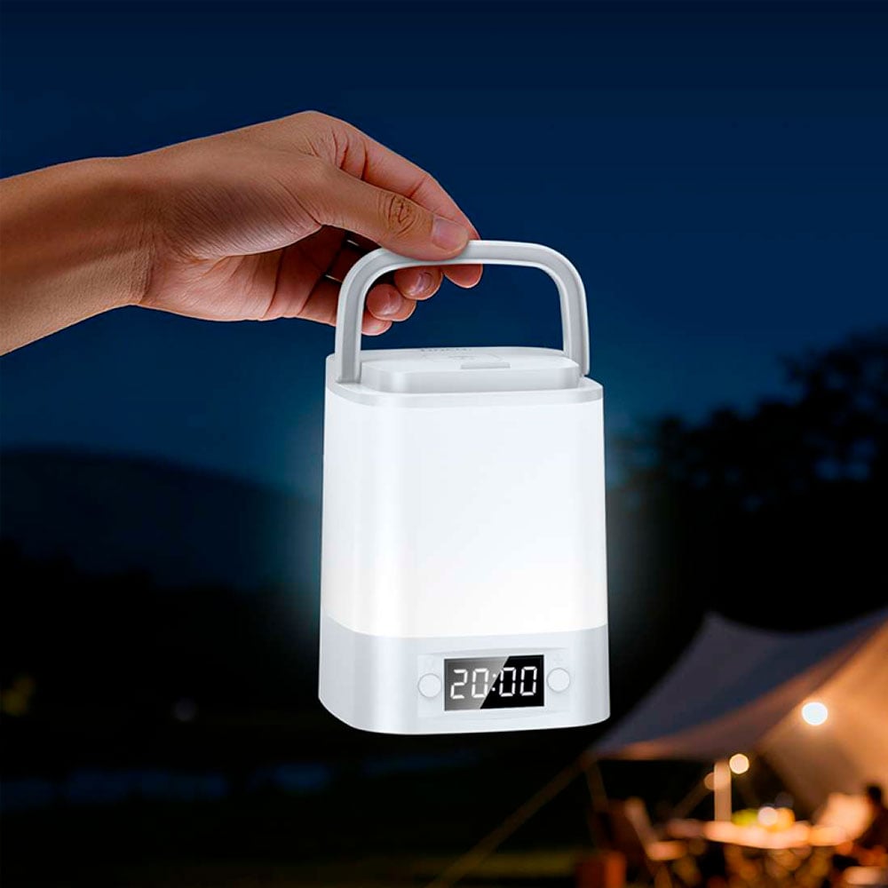 LAMPARA LUZ LED HOCO HX15 3 TONOS D LUZ CON RELOJ RECARGABLE - 1