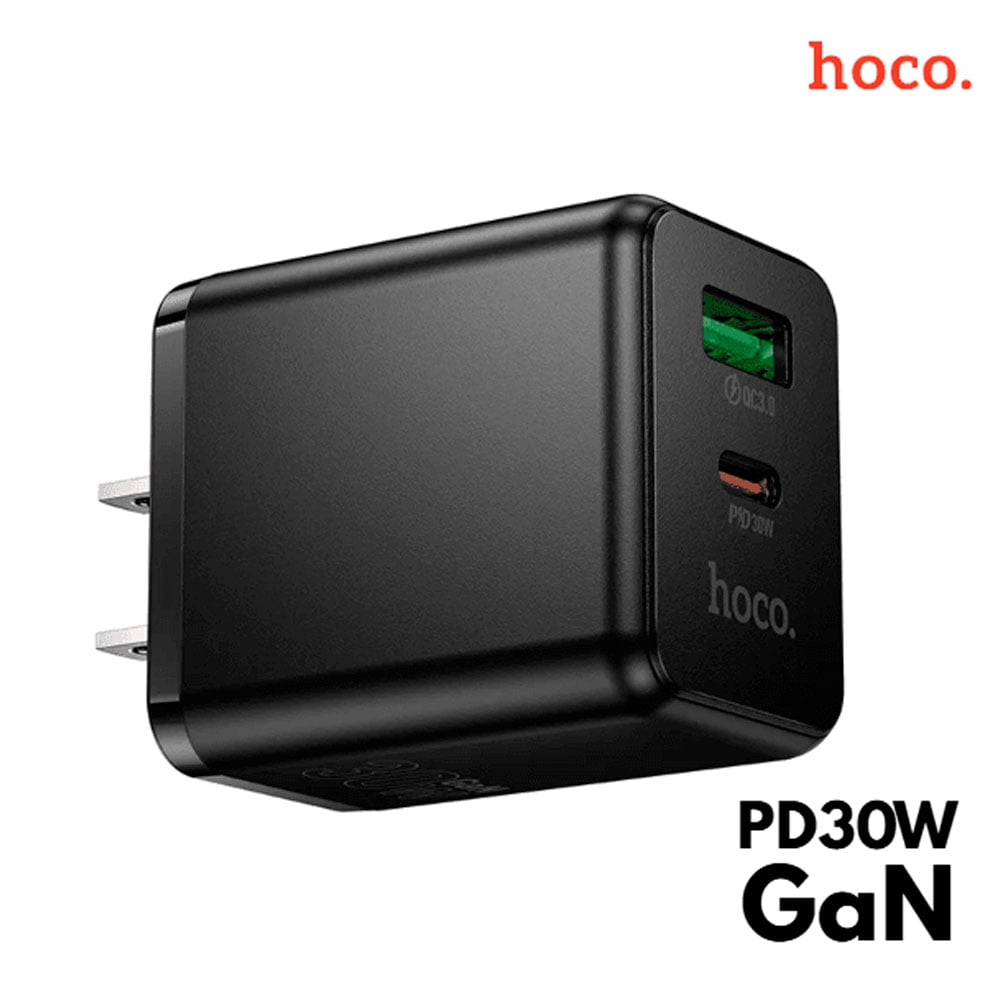 CARGADOR RAPIDO DOBLE PUERTO HOCO 30W + CABLE USB C A C 1MTS - 1