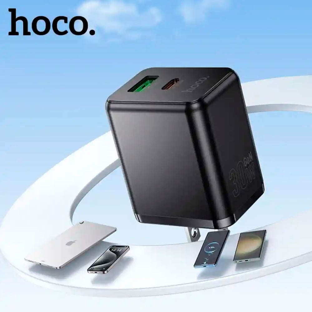 CARGADOR RAPIDO DOBLE PUERTO HOCO 30W + CABLE USB C A C 1MTS - 2