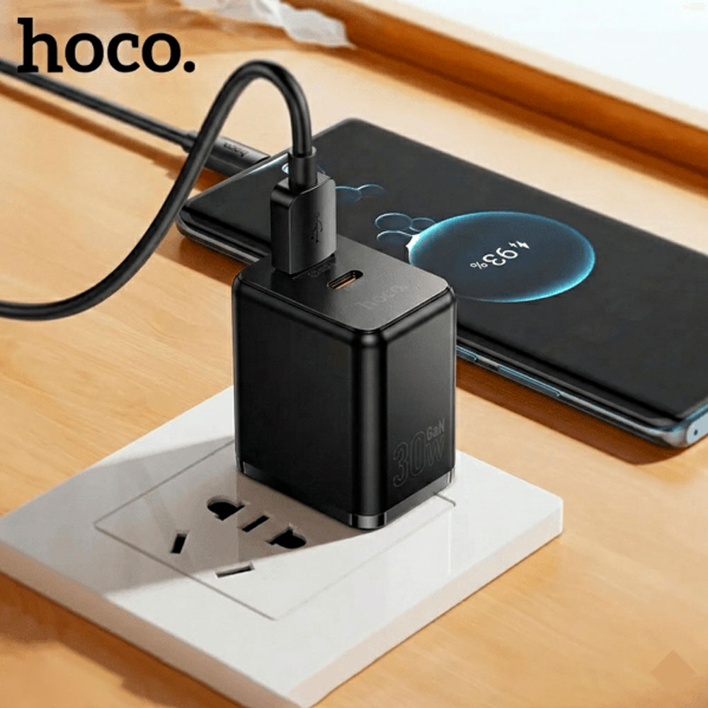 CARGADOR RAPIDO DOBLE PUERTO HOCO 30W + CABLE USB C A C 1MTS - 9