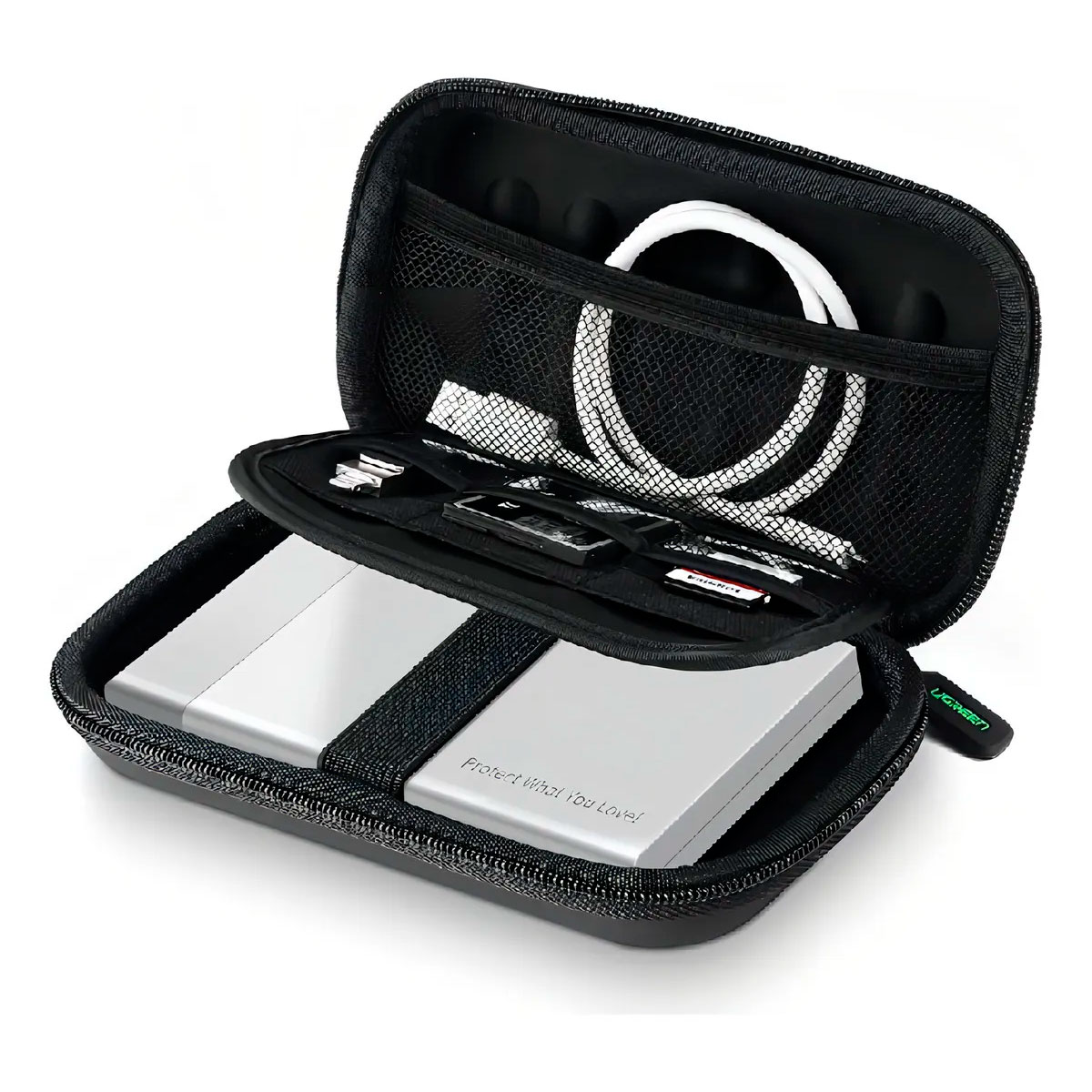 ESTUCHE RÍGIDO PARA DISCO DURO CABLES MEMORIAS UGREEN LP128 - 2