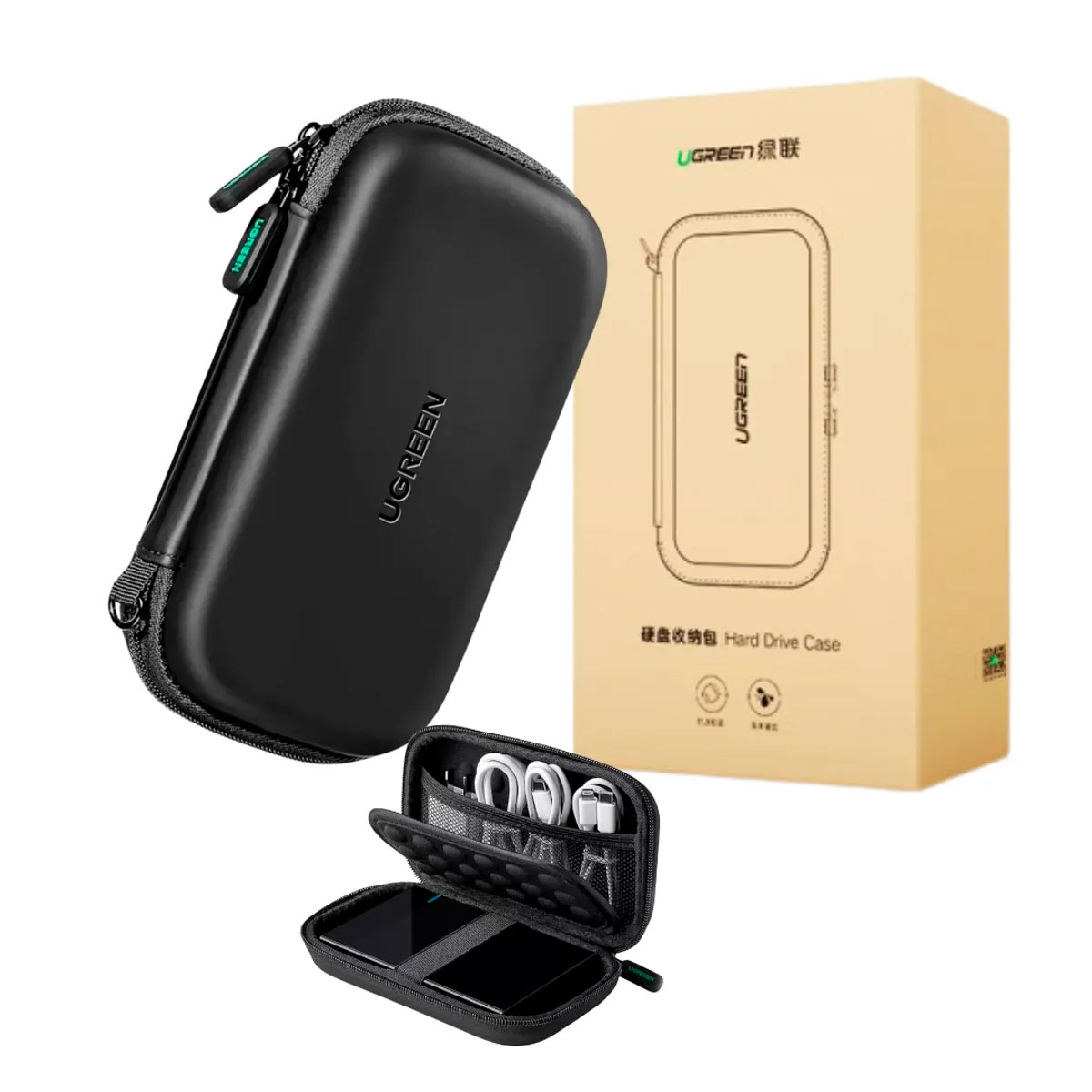 ESTUCHE RÍGIDO PARA DISCO DURO CABLES MEMORIAS UGREEN LP128 - 4