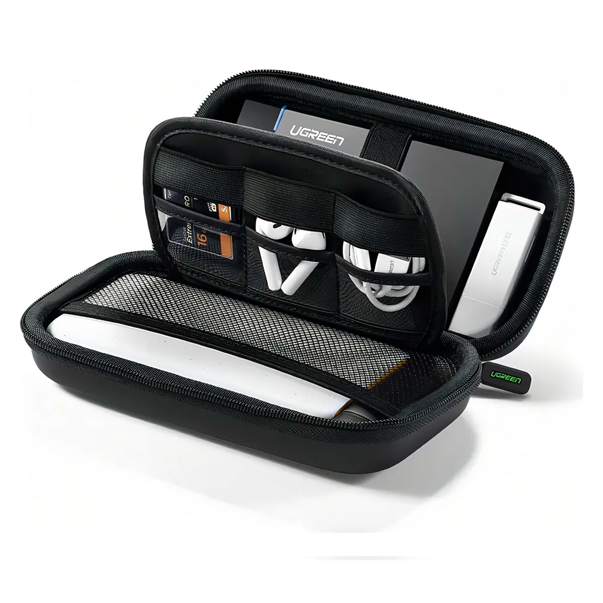 ESTUCHE RÍGIDO PARA DISCO DURO CABLES MEMORIAS UGREEN LP128 - 7