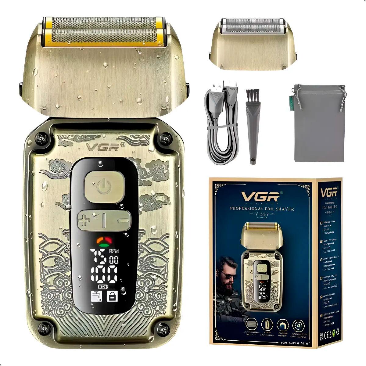 AFEITADORA ELÉCTRICA TRIMMER VGR V-337 METAL 7500 RPM IPX6 - 1