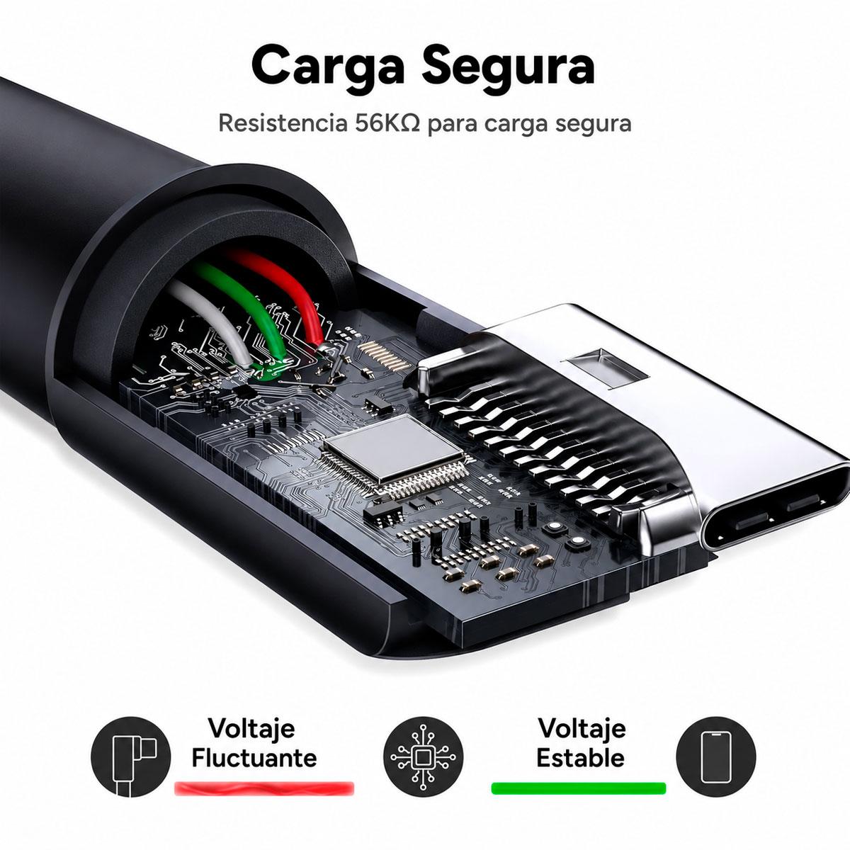 CABLE UGREEN USB C A USB C 240W CARGA RÁPIDA 90 GRADOS 2M - 4