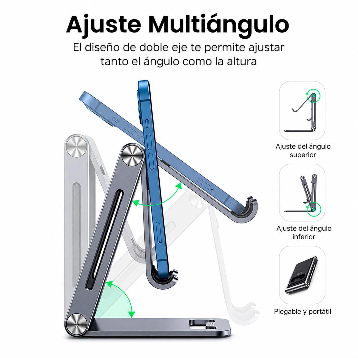 SOPORTE CELULAR UGREEN LP263 PLEGABLE AJUSTABLE DE ALUMINIO - 4
