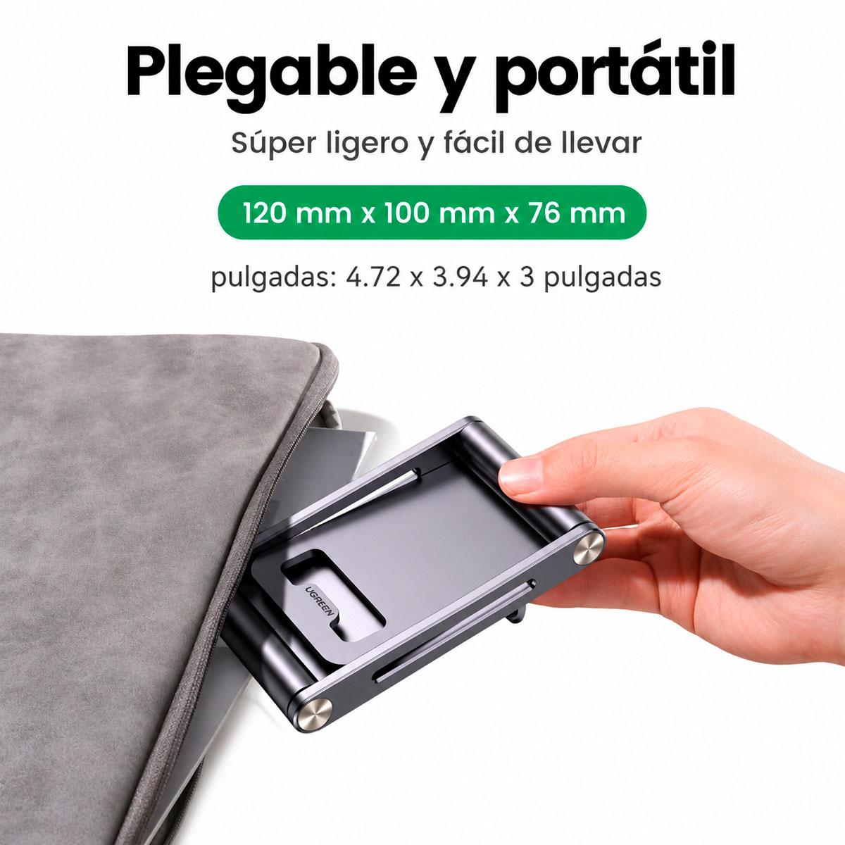 SOPORTE CELULAR UGREEN LP263 PLEGABLE AJUSTABLE DE ALUMINIO - 8