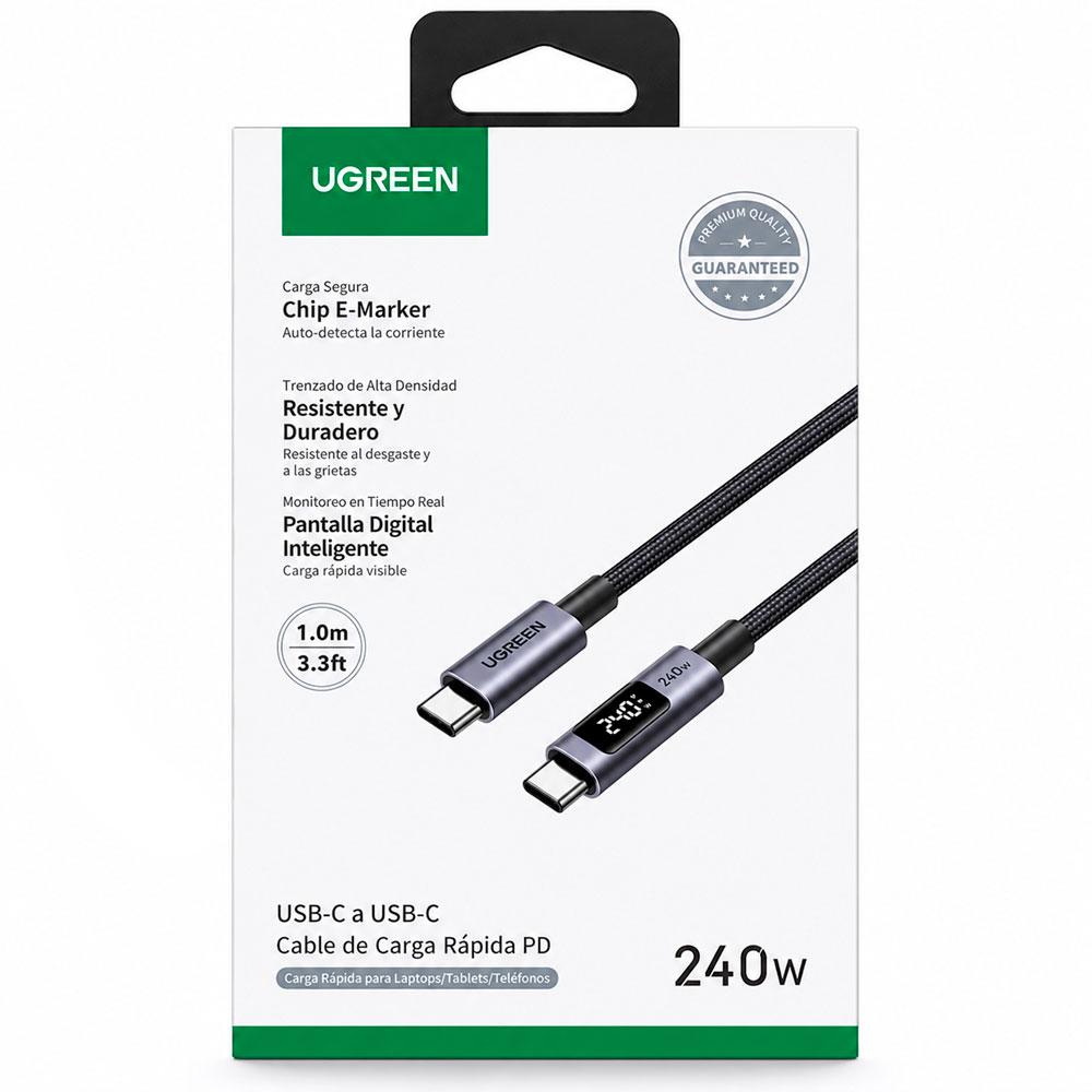 CABLE UGREEN L530 USB C A USB C 240W 1M CON PANTALLA LED - 2