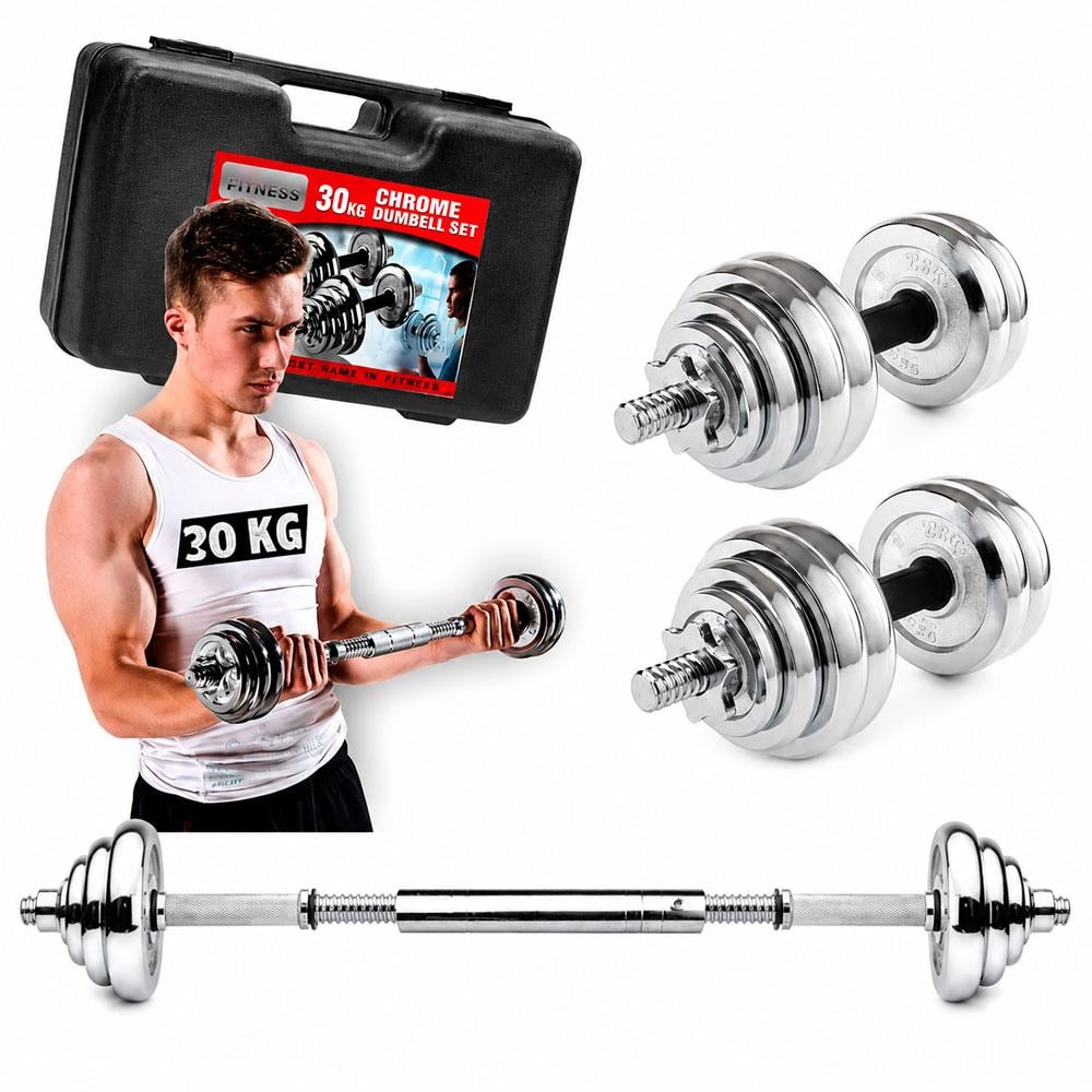 SET DE PESAS CROMADAS 30 KG AJUSTABLES CON MALETÍN GYM - 3