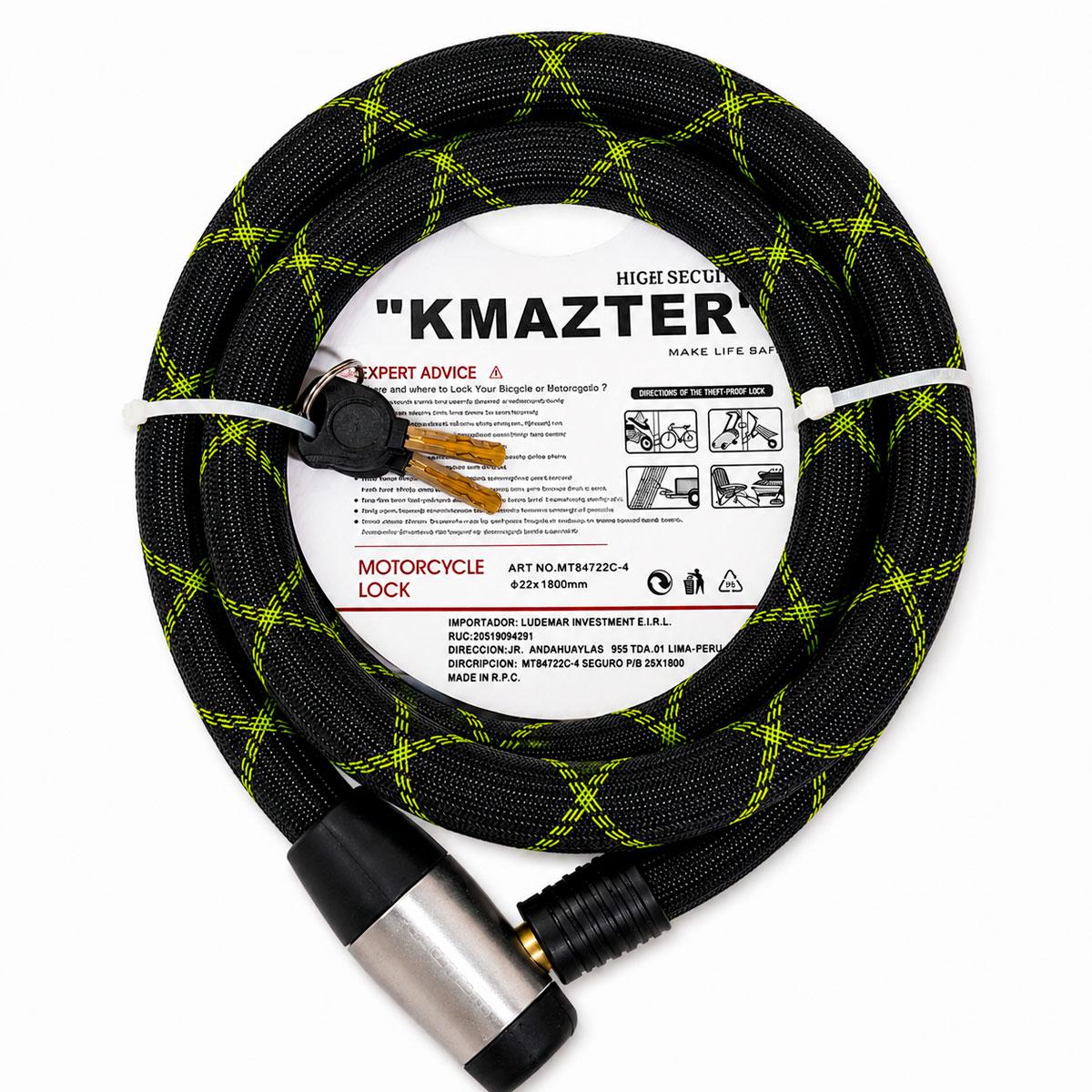 CADENA SEGURIDAD KMAZTER 20MM X 180CM ANTIRROBO PARA MOTO - 5