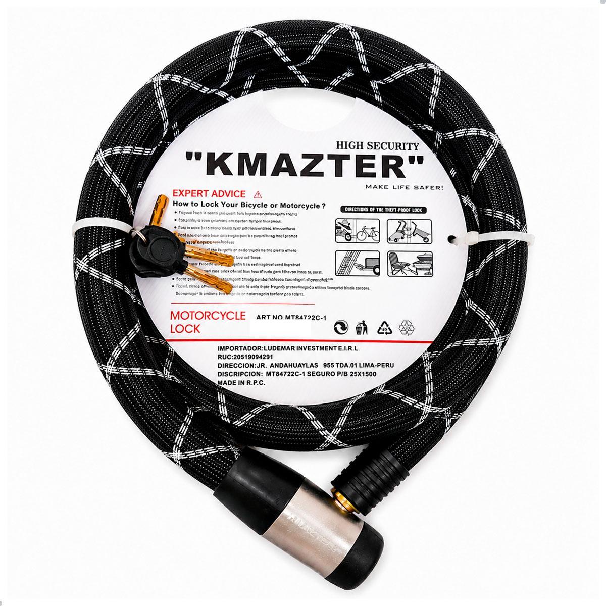 CADENA SEGURIDAD KMAZTER 20MM X 180CM ANTIRROBO PARA MOTO - 6
