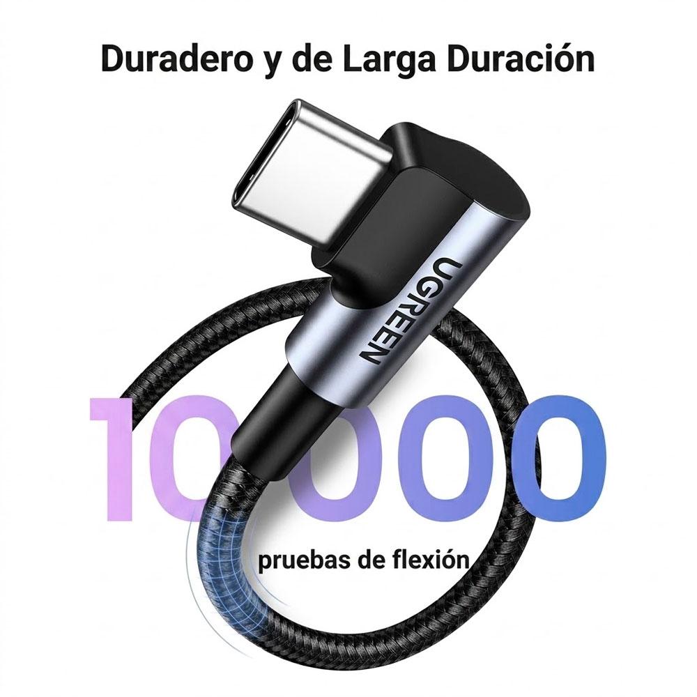 UGREEN US176 CABLE USB A A USB C 90° CARGA RÁPIDA TRENZADO 1M - 2