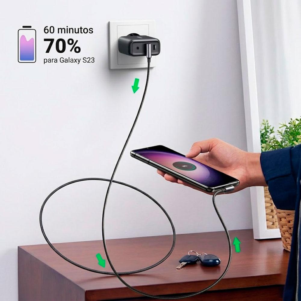 UGREEN US176 CABLE USB A A USB C 90° CARGA RÁPIDA TRENZADO 1M - 5