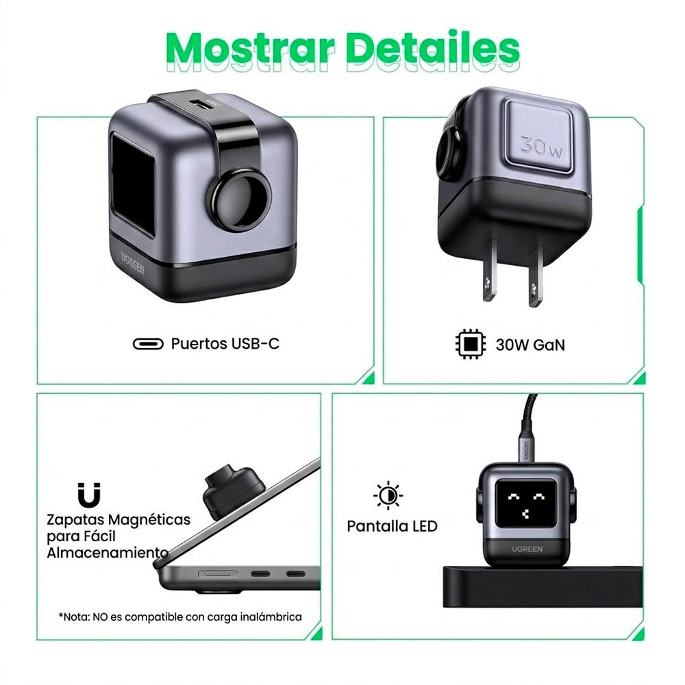 CARGADOR DE PARED UGREEN CD359 USB C 30W GAN CARGA RÁPIDA - 6