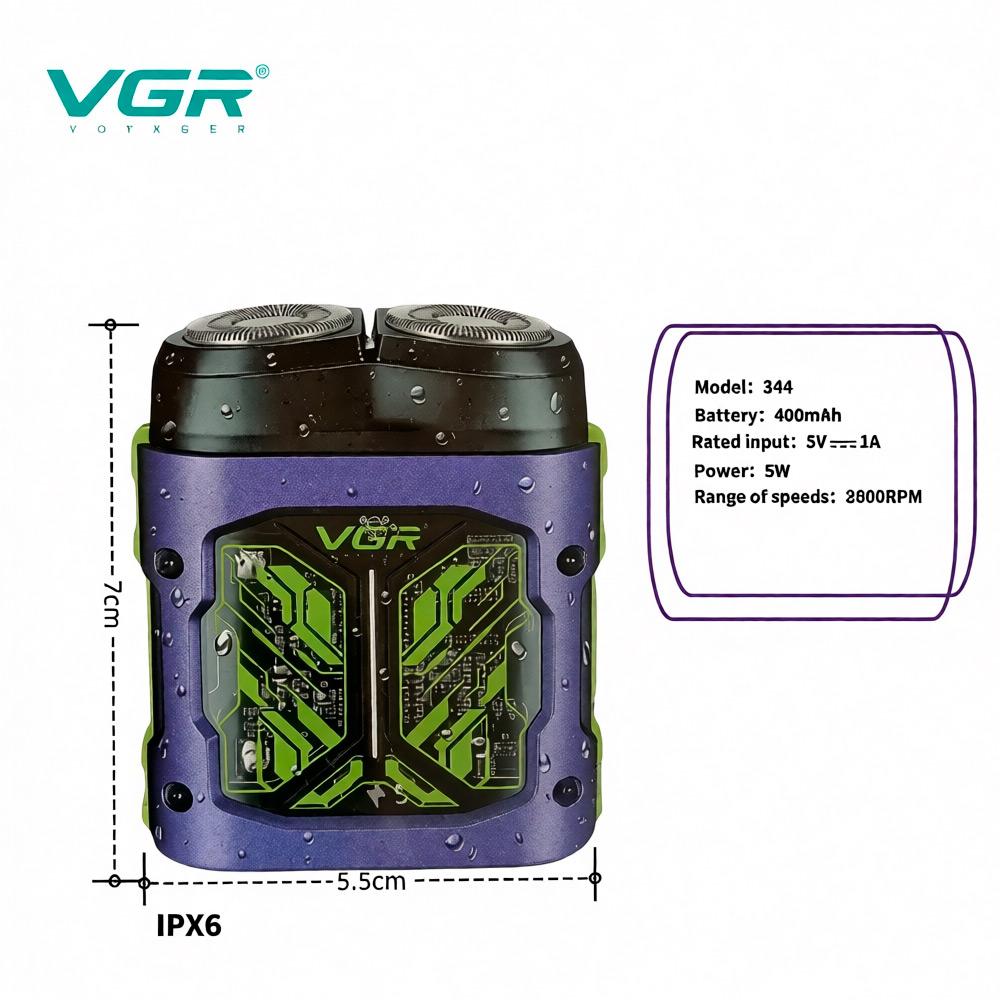 AFEITADORA ELÉCTRICA VGR V-344 RECARGABLE USB DOBLE CABEZAL - 6