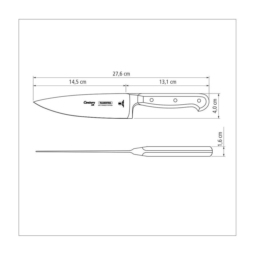 CUCHILLO CHEF TRAMONTINA CENTURY 7 PULGADAS ACERO INOXIDABLE - 4