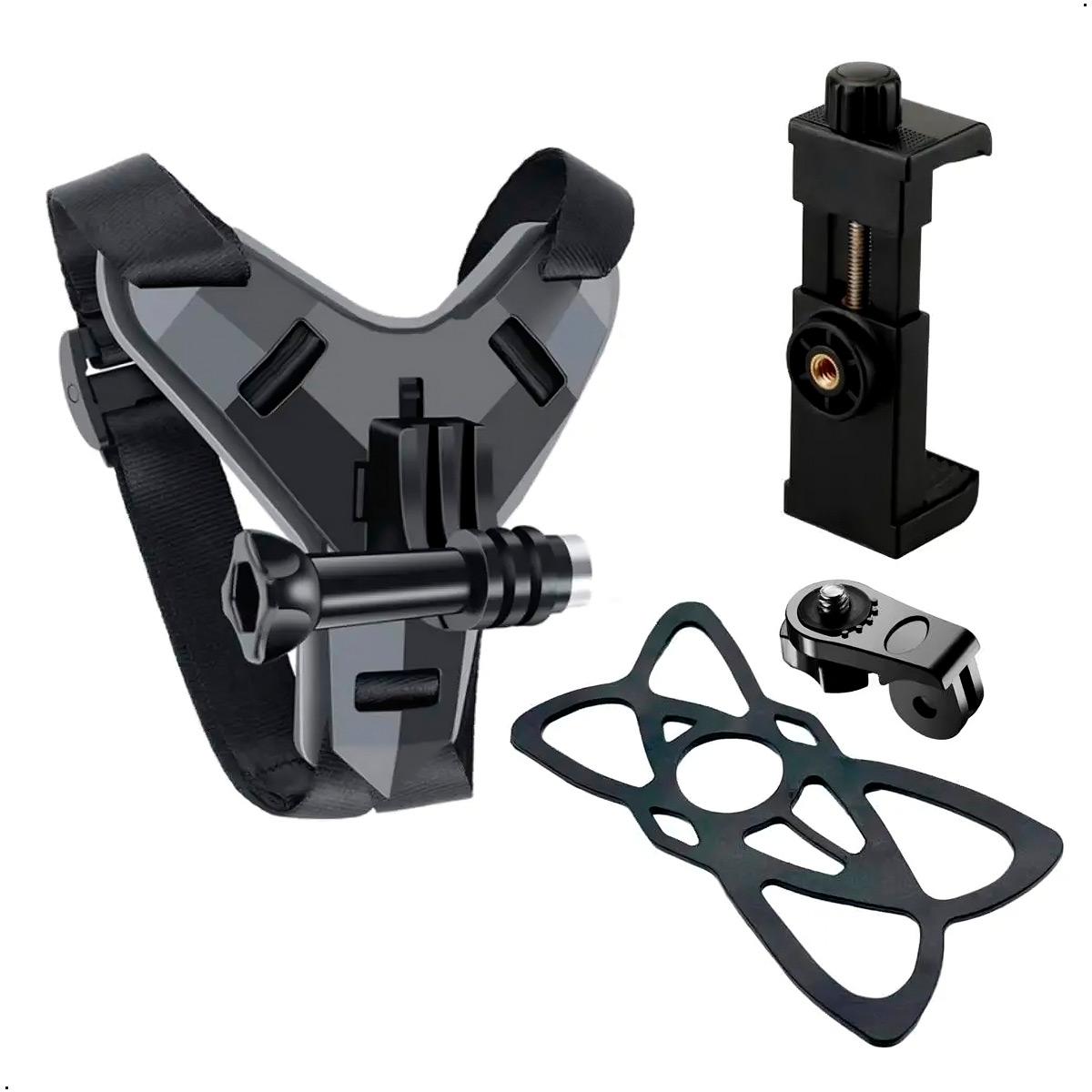 SOPORTE PARA CELULAR Y GOPRO PARA CASCO DE MOTO UNIVERSAL - 1