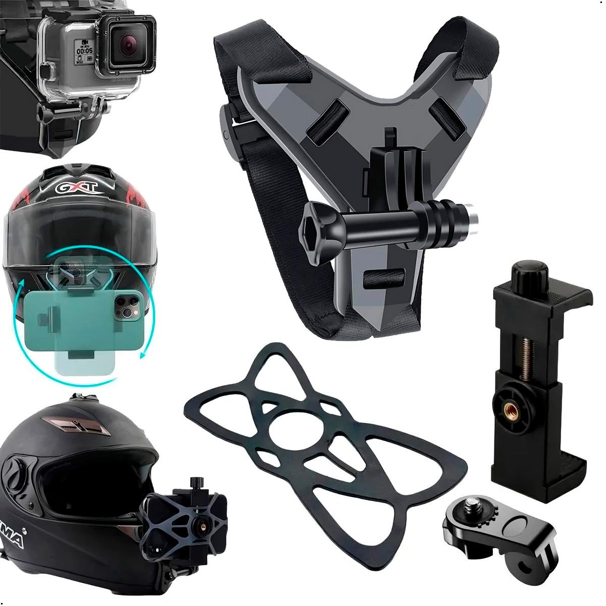 SOPORTE PARA CELULAR Y GOPRO PARA CASCO DE MOTO UNIVERSAL - 2