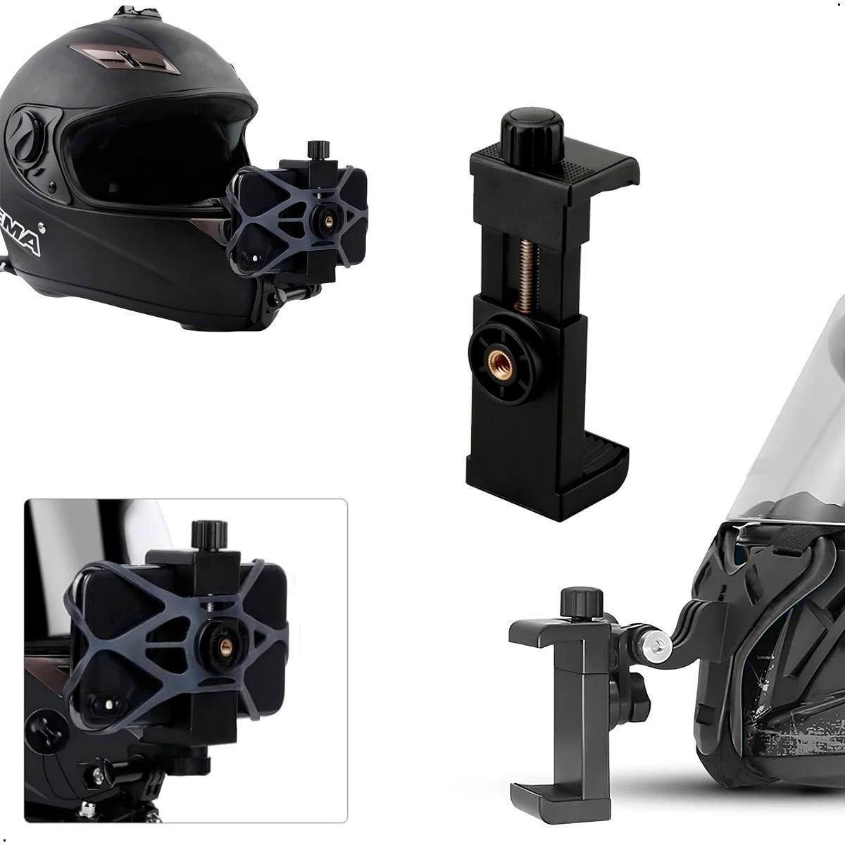 SOPORTE PARA CELULAR Y GOPRO PARA CASCO DE MOTO UNIVERSAL - 3