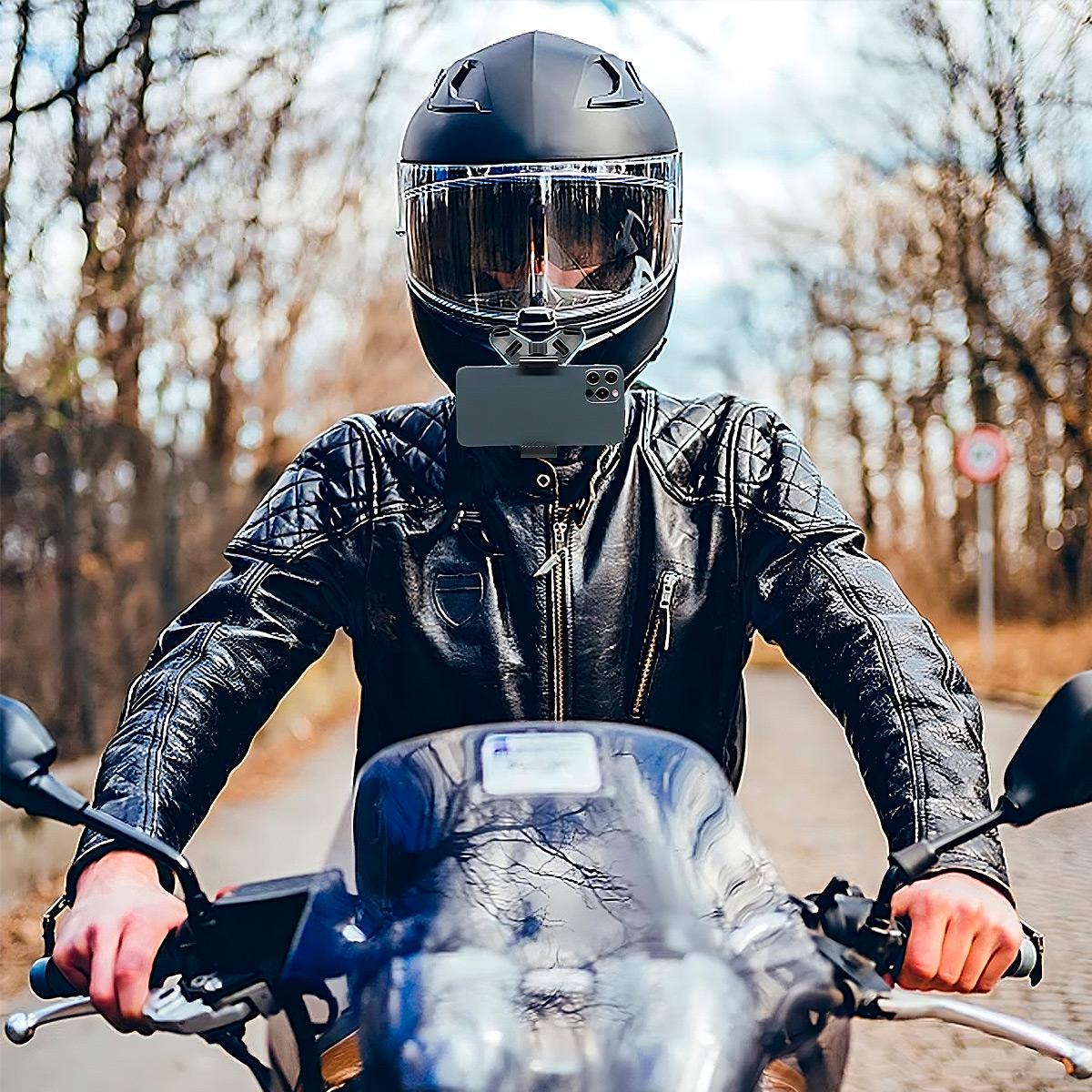 SOPORTE PARA CELULAR Y GOPRO PARA CASCO DE MOTO UNIVERSAL - 6