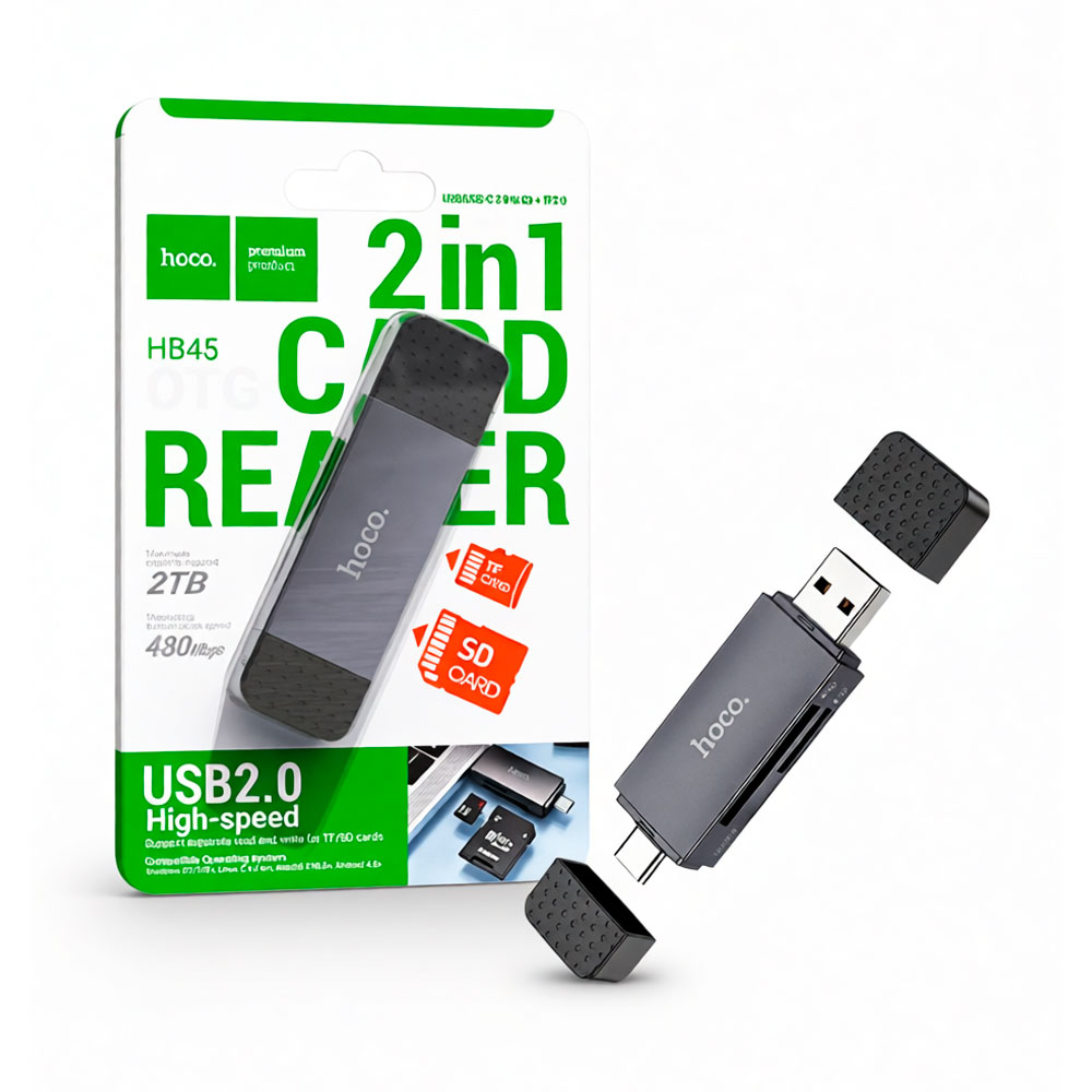LECTOR DE MEMORIA 2 EN 1 TIPO C / USB2.0 UP 2TB HOCO HB45 - 1