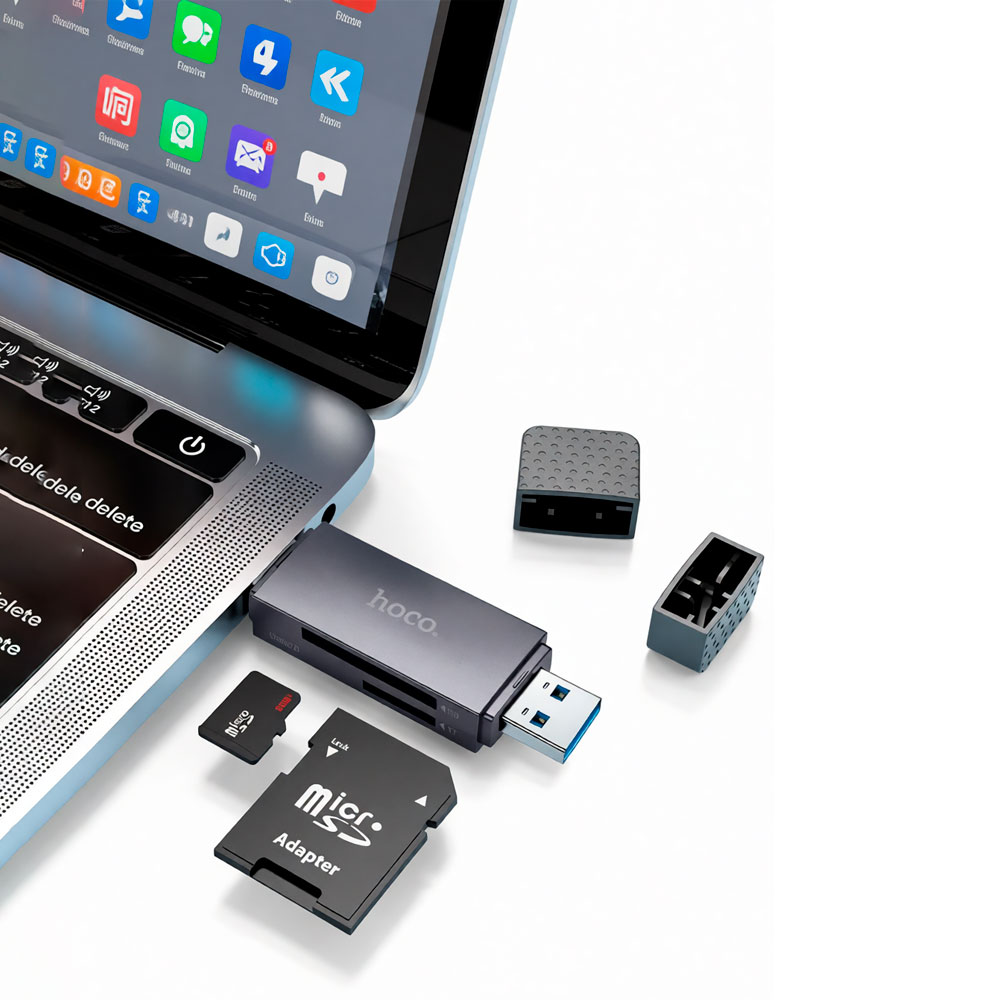 LECTOR DE MEMORIA 2 EN 1 TIPO C / USB2.0 UP 2TB HOCO HB45 - 4