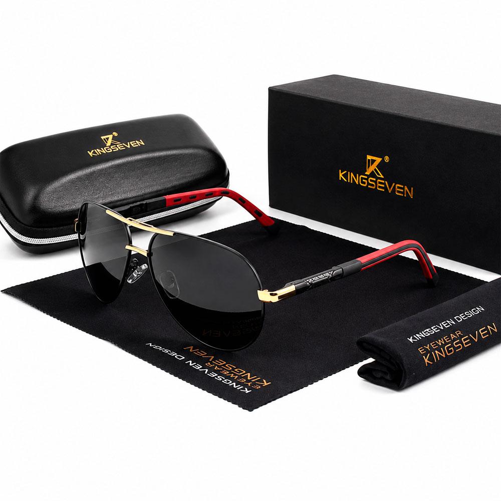 KINGSEVEN K725 LENTES POLARIZADOS GOLD BLACK ROJO UV400 - 1