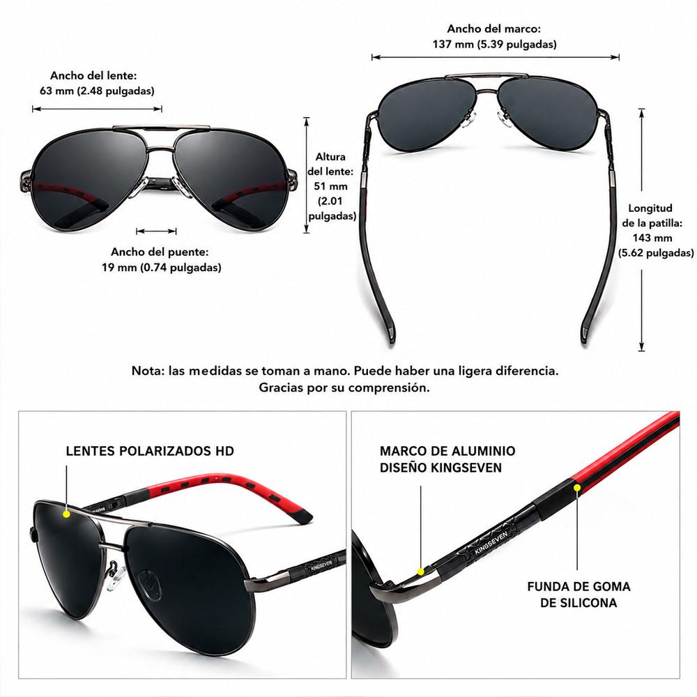 KINGSEVEN K725 LENTES POLARIZADOS GOLD BLACK ROJO UV400 - 6