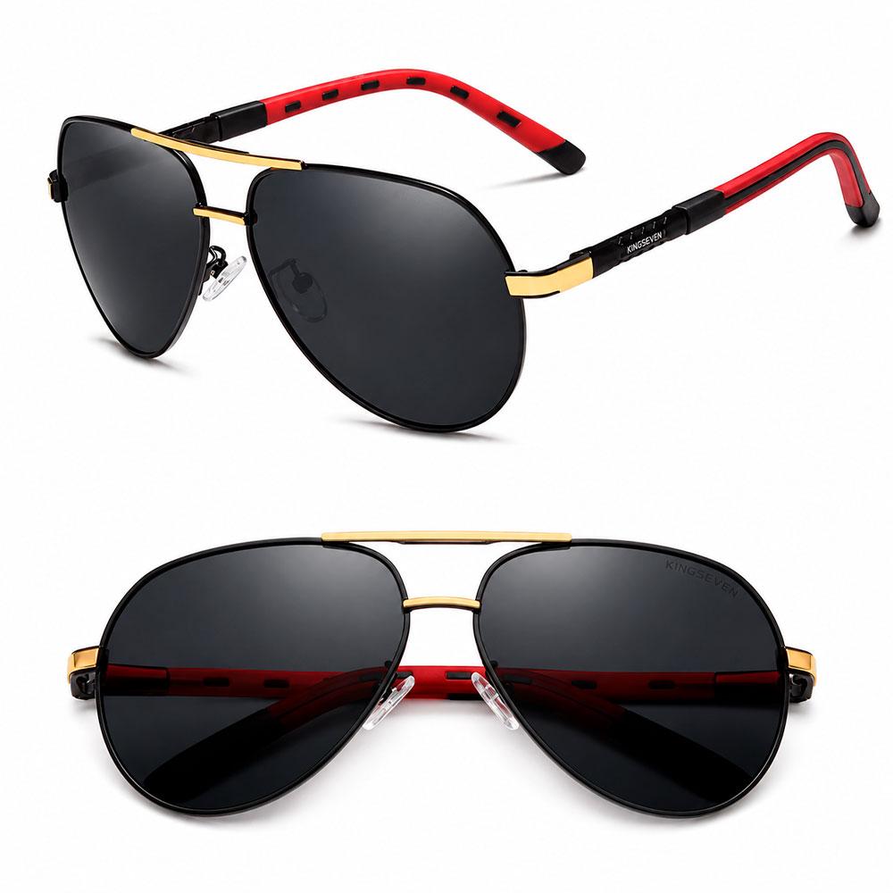 KINGSEVEN K725 LENTES POLARIZADOS GOLD BLACK ROJO UV400 - 9