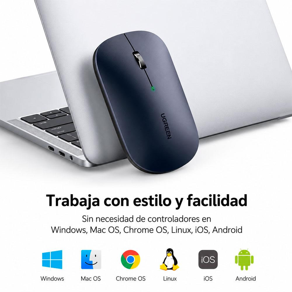 MOUSE INALÁMBRICO UGREEN MU001 NEGRO 2.4GHZ ERGONÓMICO SILENCIOSO - 3