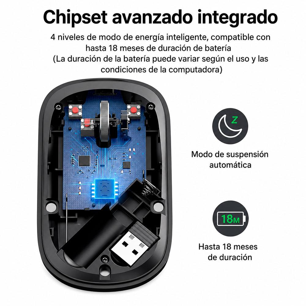 MOUSE INALÁMBRICO UGREEN MU001 NEGRO 2.4GHZ ERGONÓMICO SILENCIOSO - 7
