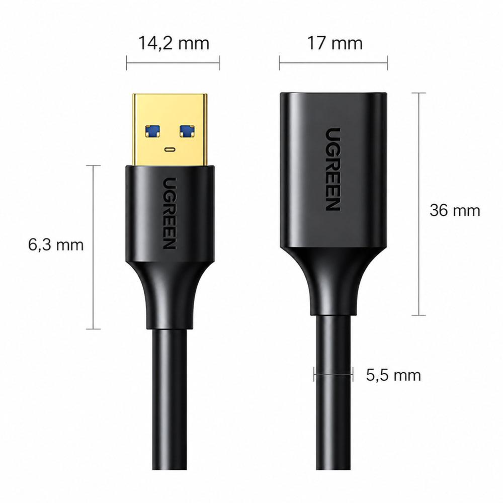 CABLE EXTENSIÓN USB 3.0 UGREEN US129 5 METROS ALTA VELOCIDAD 5GBPS - 2